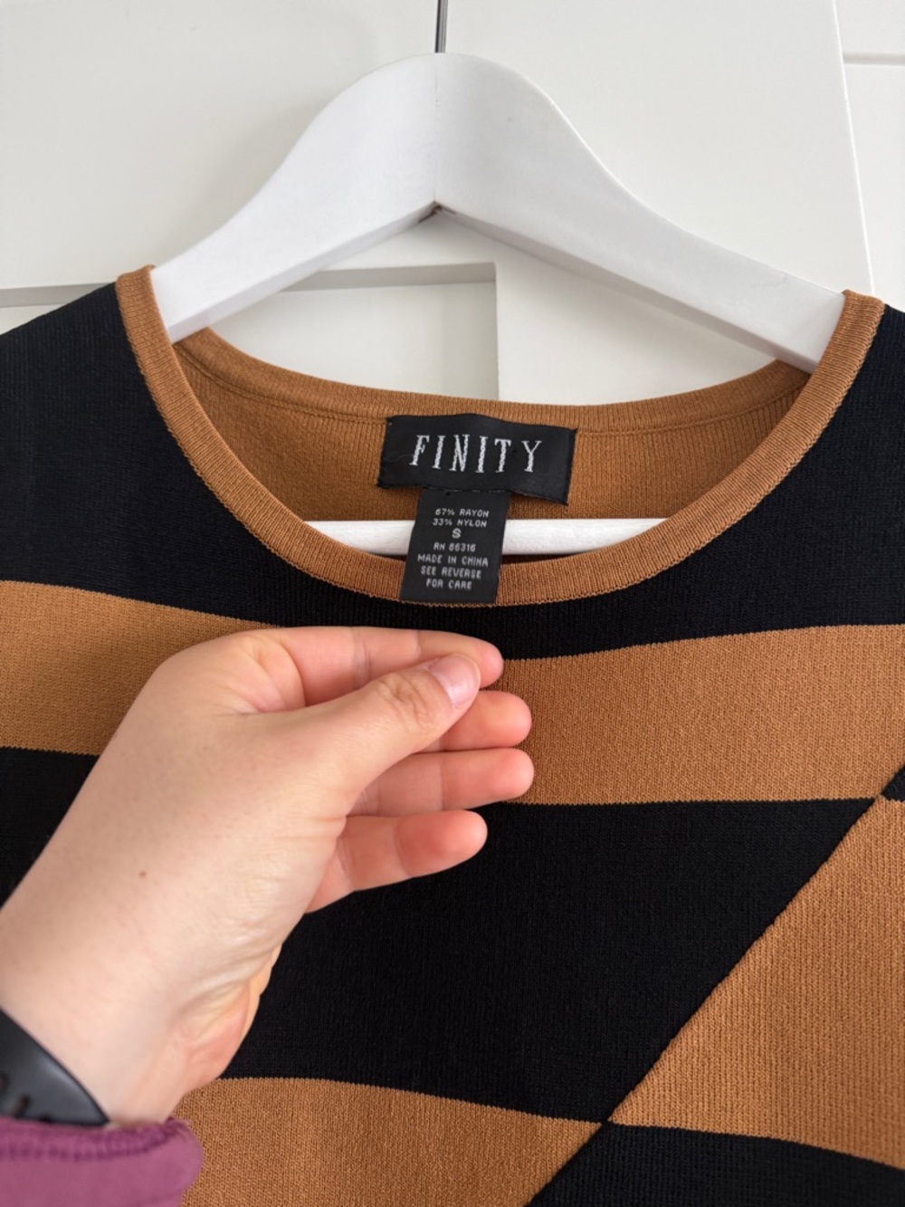 Finity Brown and Black Striped Sleeveless Knit Top - Picture 2 of 3